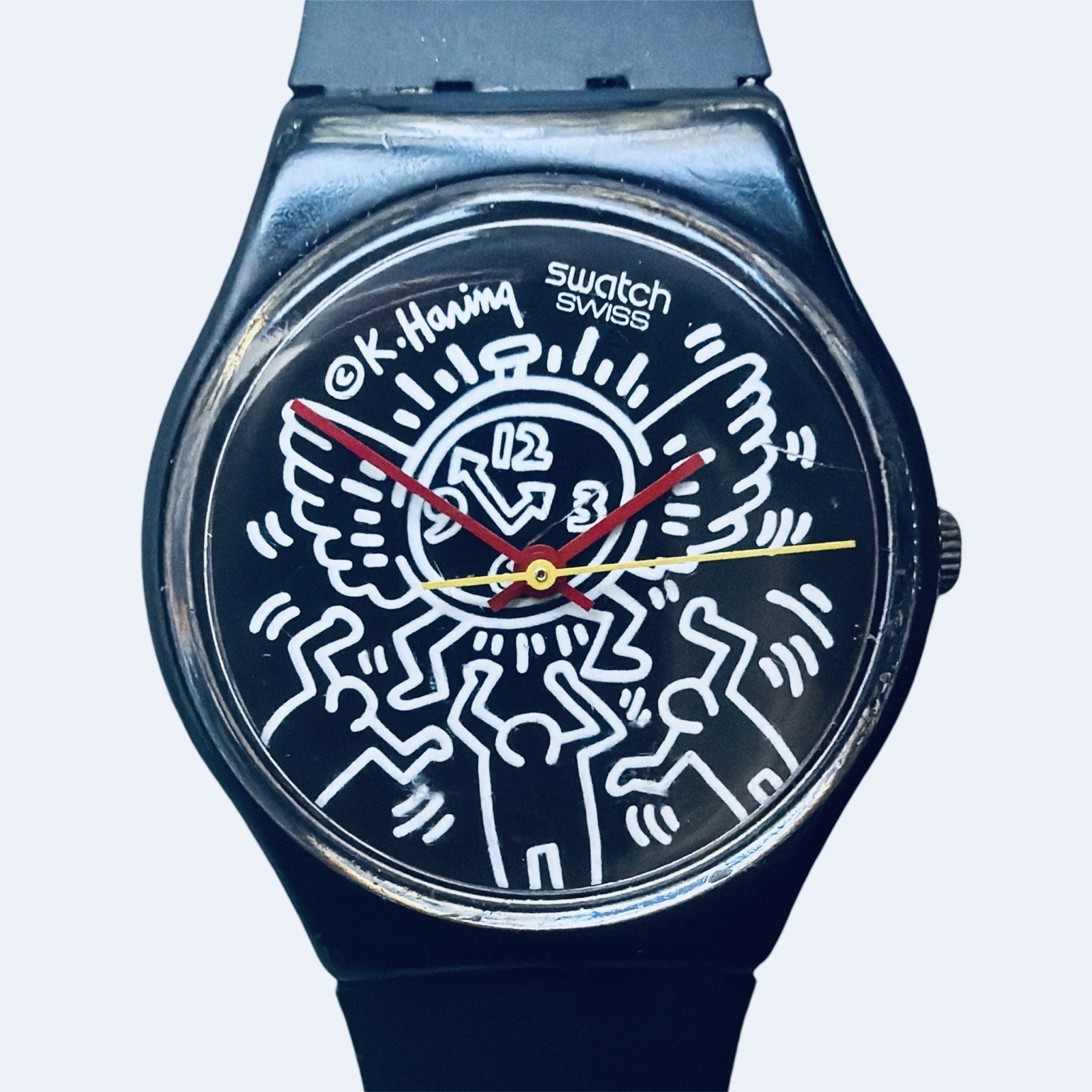 Swatch Watch Blanc Sur Noir GZ104 1986 Limited Edition Specials By Keith Haring