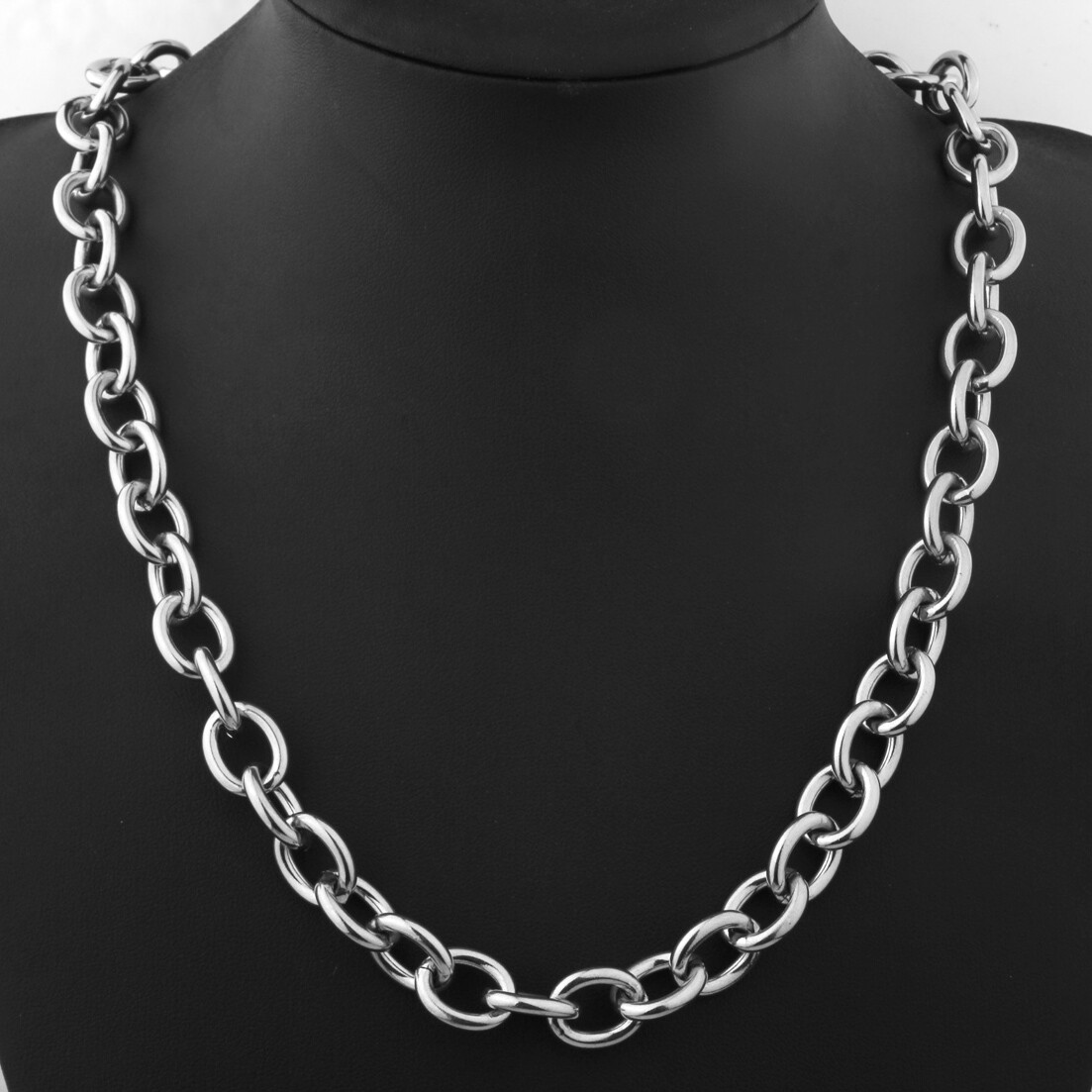 8/11/13/15mm Men’s Chain Silver Tone Stainless Steel Rolo Link Necklace 7″-40″