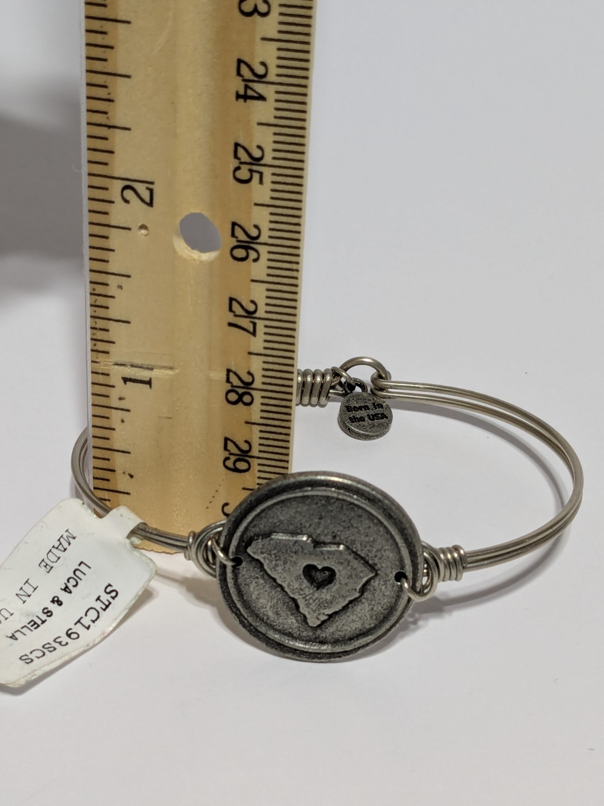 NWT Luca And Stella South Carolina State Outline Silver Tone Wire Bracelet 6.25″