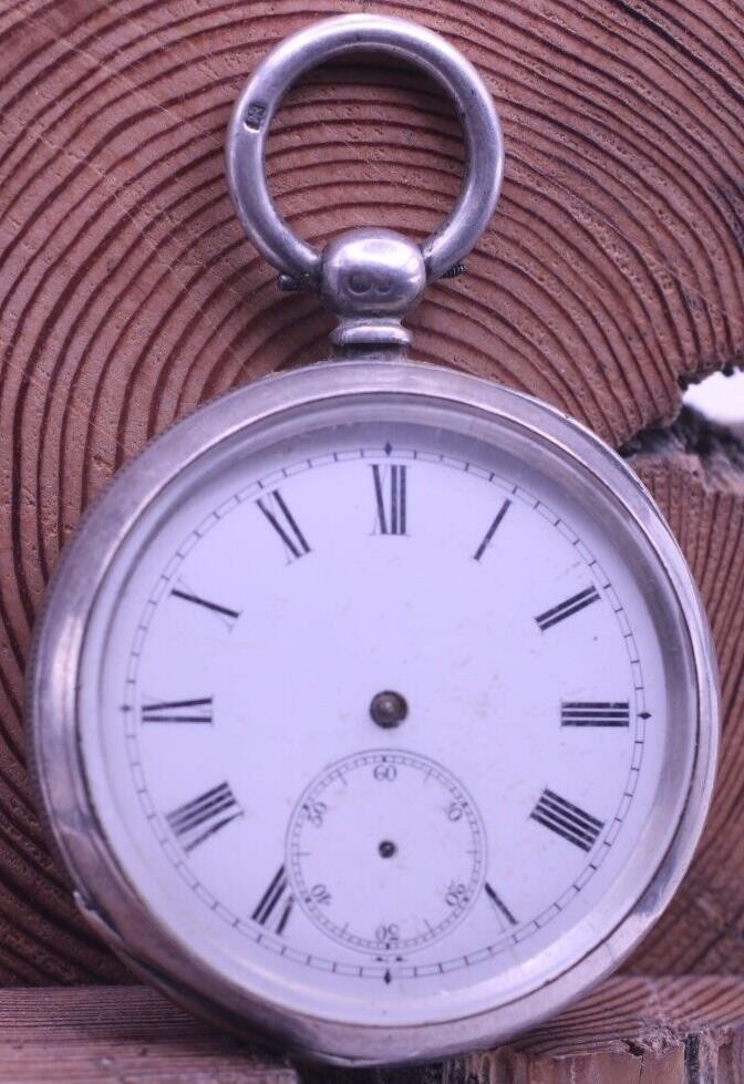 C.E. HALLETT HASTINGS MEN’S KEYWIND SILVER SWISS POCKET WATCH 48.5mm ⌀ (KA)