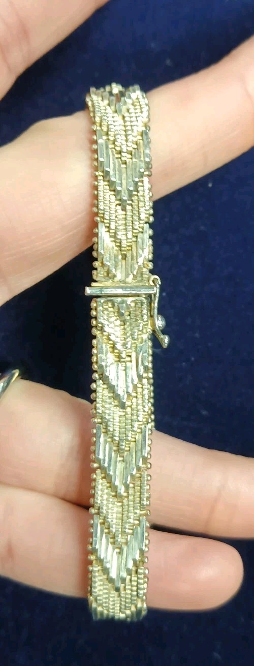 Solid 925 Sterling Silver Weave Design Bracelet With Push Lock Clasp