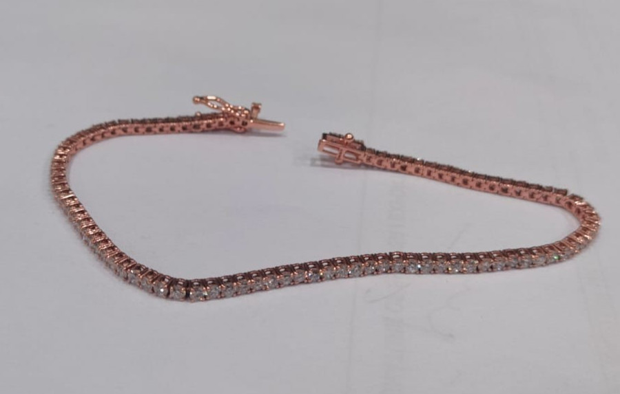 100% Best-Quality Tennis Bracelet Sale ! Round Natural Diamond In 14k Rose Gold
