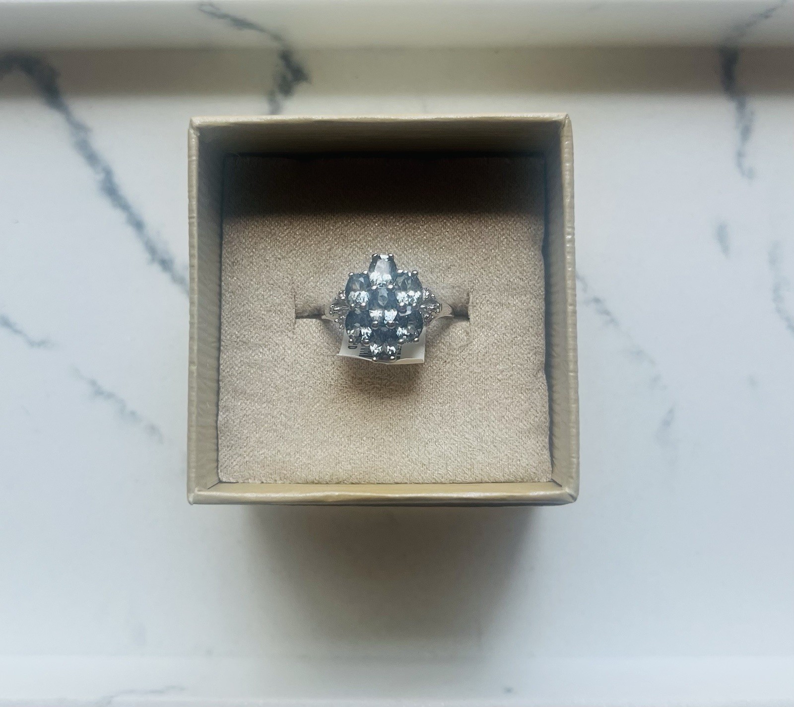 JTV Ring2.18ctw Platinum Color Spinel & White Zircon Sterling Silver Size 8 NWT
