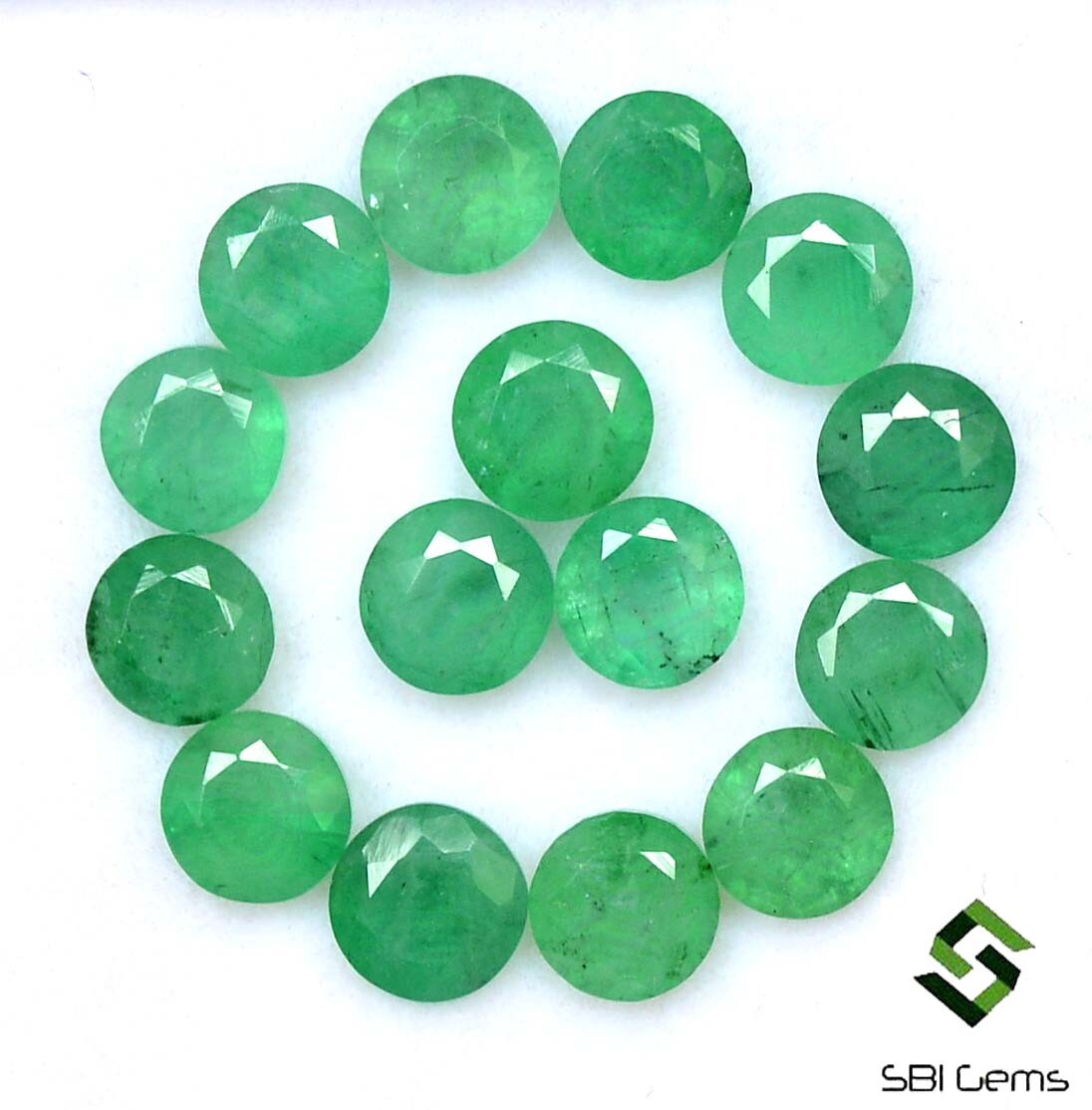 7.21 CTS Natural Emerald Round Cut 5 mm Lot 15 Pcs Calibrated Loose Gemstones