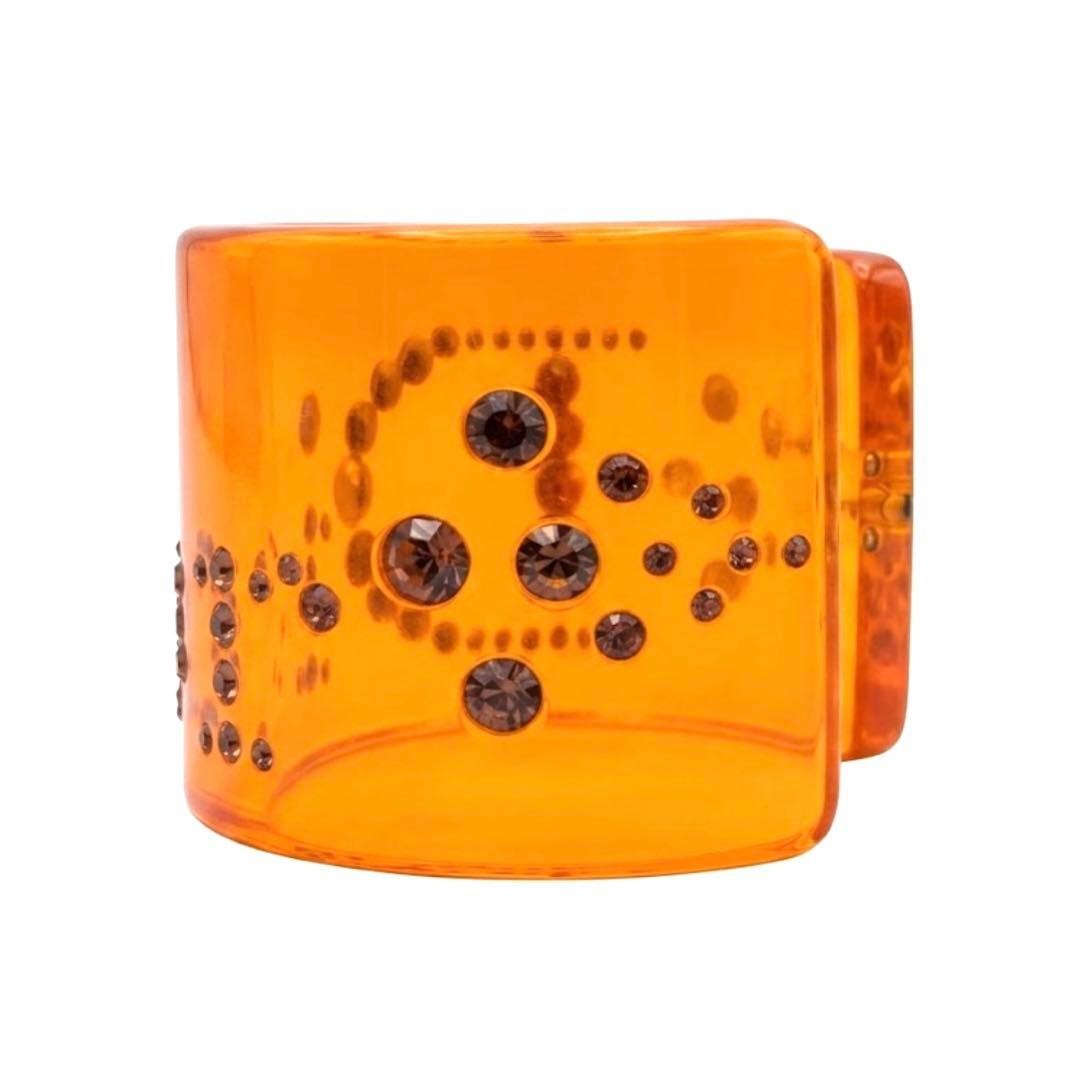 Christian Dior Bangle Cuff Bracelet Orange Logo Studs Women’s Accessory