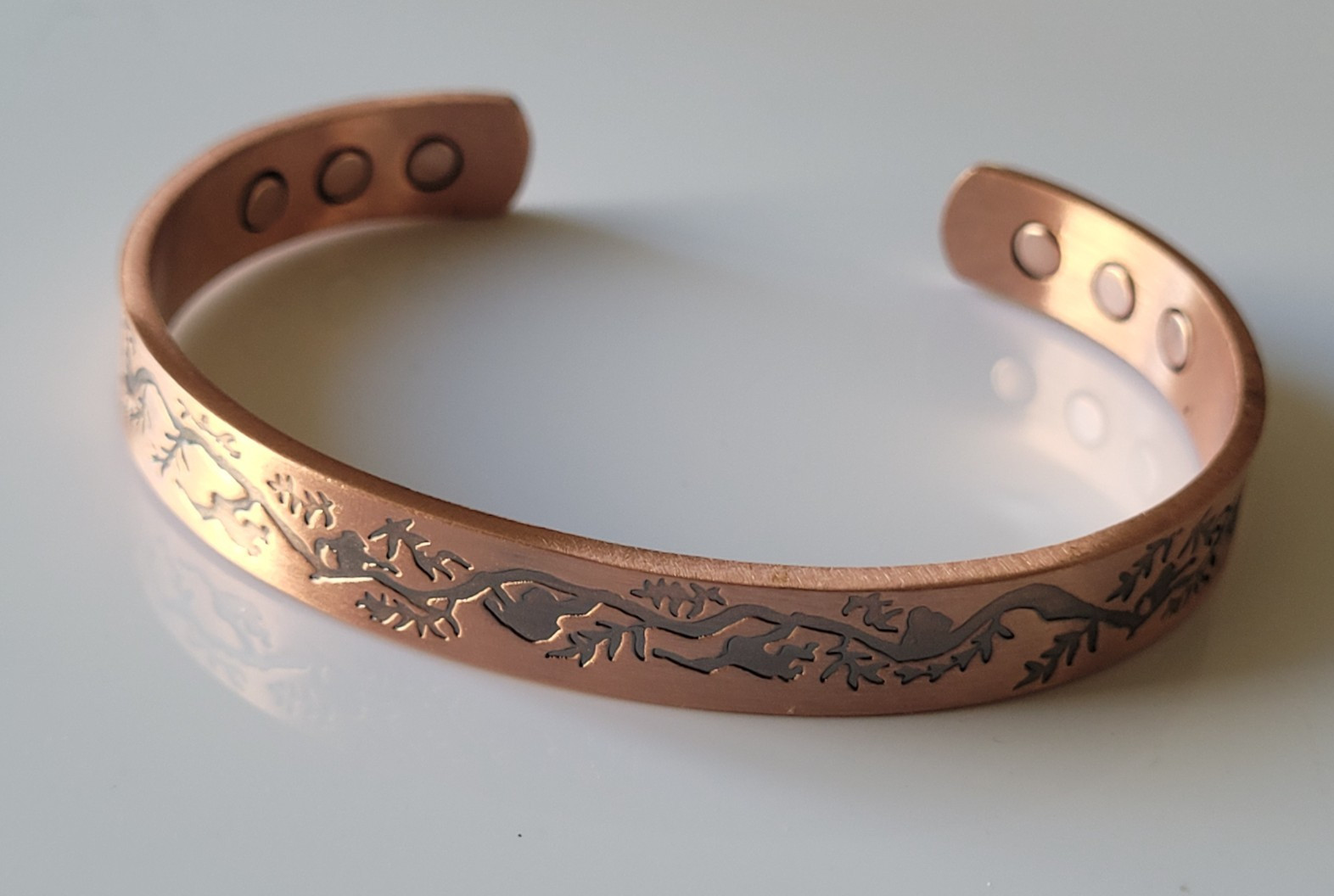 Pure Solid Copper Magnetic Bracelet Arthritis Pain Therapy Cuff Tree & Monkey