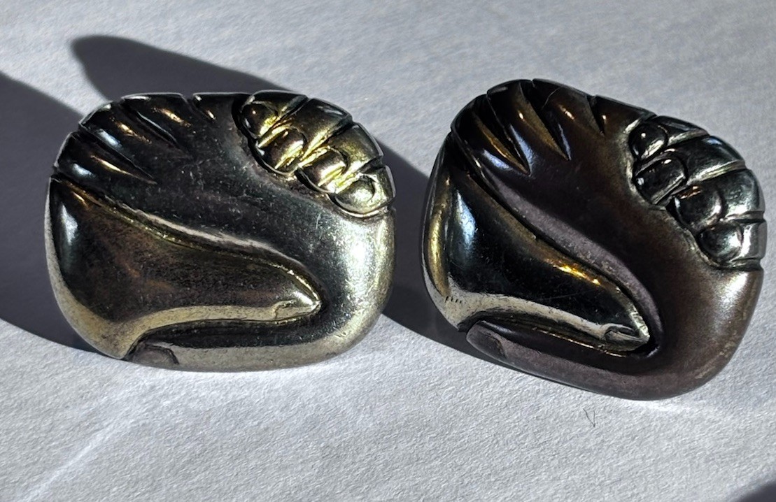 Mid 20th Century Modern MCM Spratling Sterling Silver Brass Screw Back Earrings