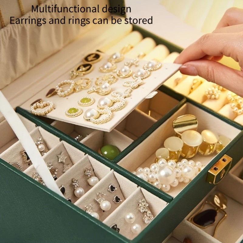 Jewelry Box Organizer 2/3 Tier PU Leather Display Case Large Gift Watch Storage