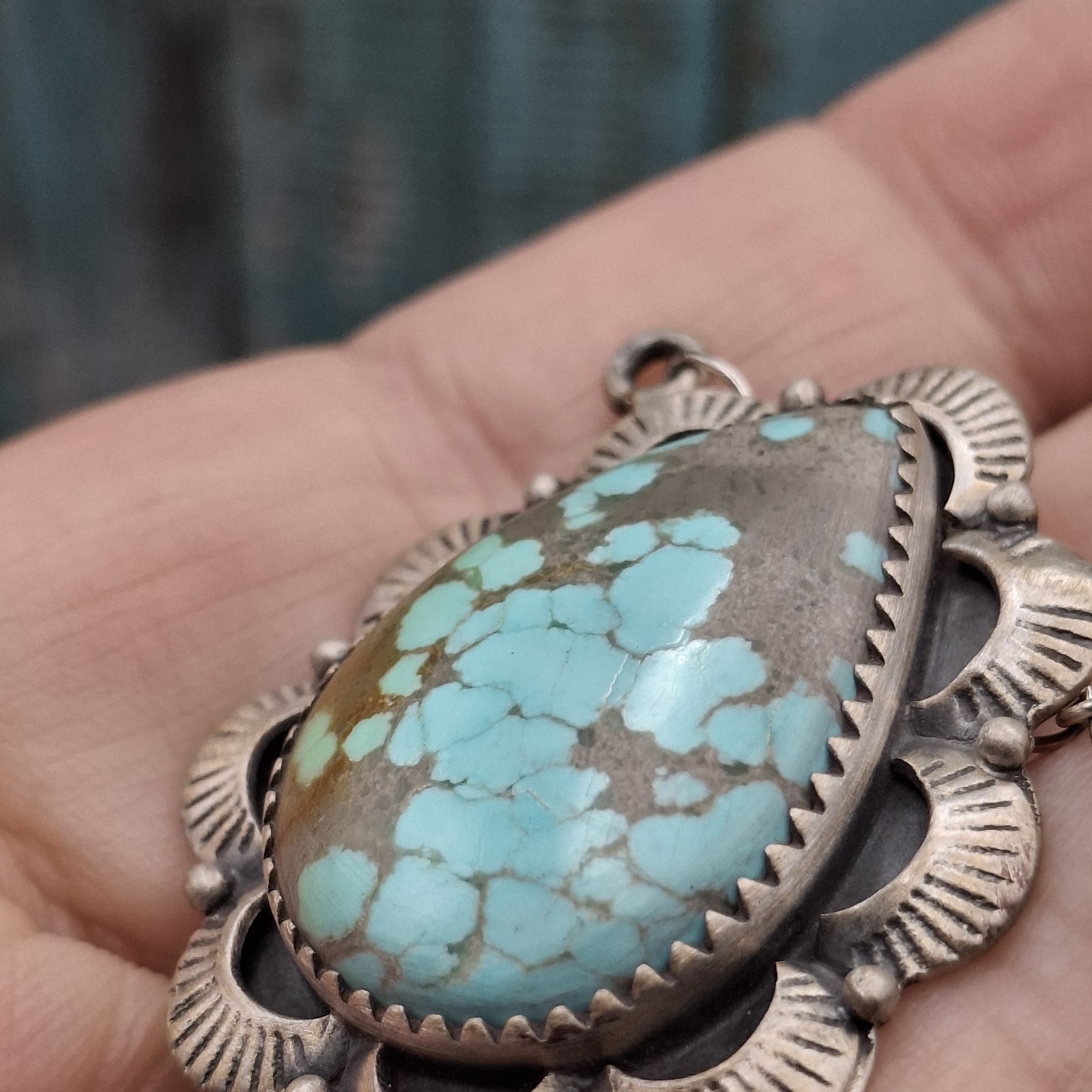 Number 8 Turquoise Sterling Silver Necklace Southwestern Native Style 14-21″