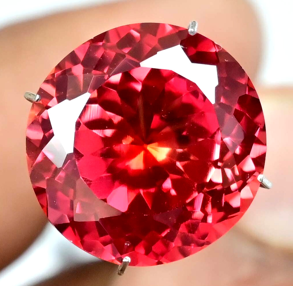 Flawless Natural imperial Topaz 17.70 Ct Round AGL Certified Rare Loose Gemstone