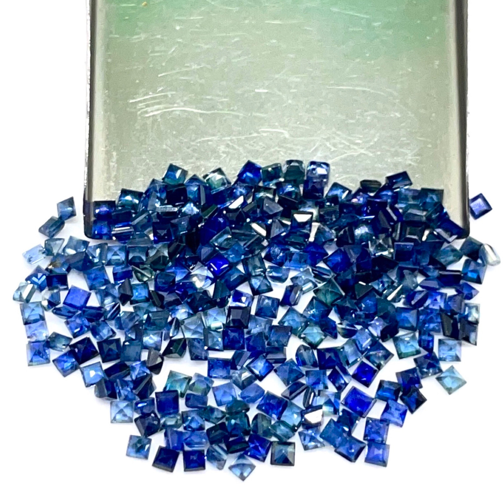 50 Pcs Natural Blue Sapphire 1.7mm Square Cut Loose Gemstones Lot Sri Lanka
