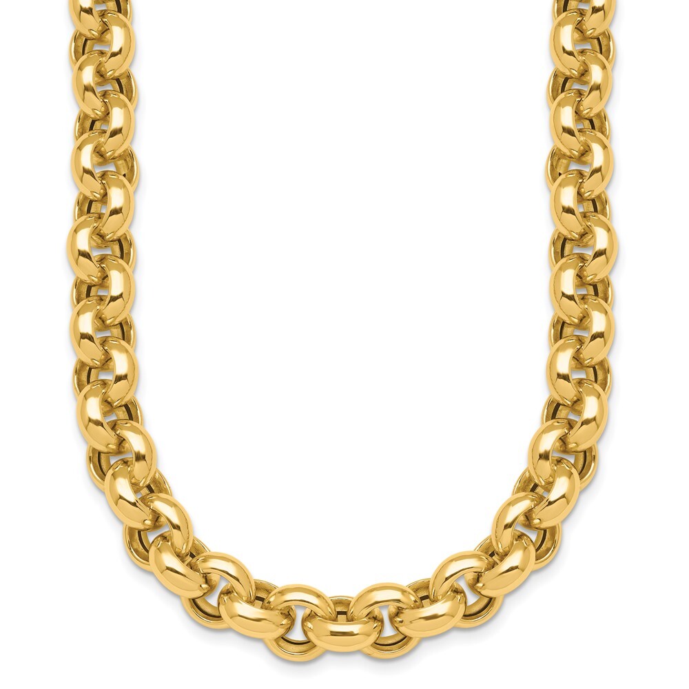 14k Yellow Gold Polished 10.6mm Open Link Rolo Necklace 18″ for Women 39.38g