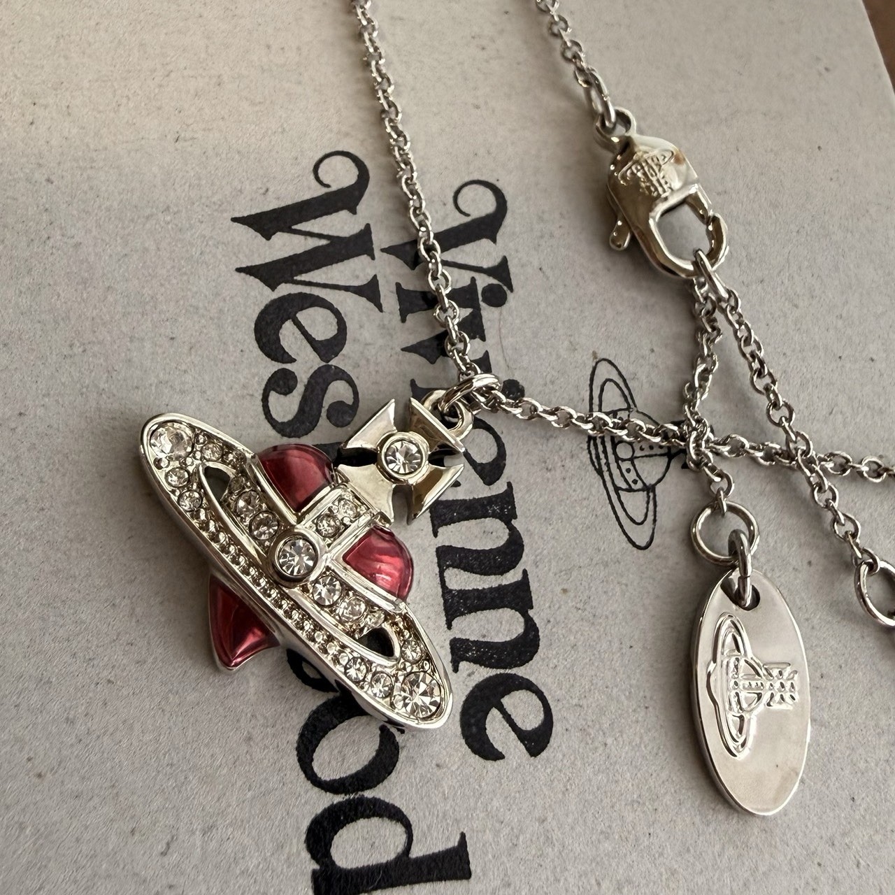 Vivienne Westwood Diamante Heart Necklace Excellent Condition Authentic
