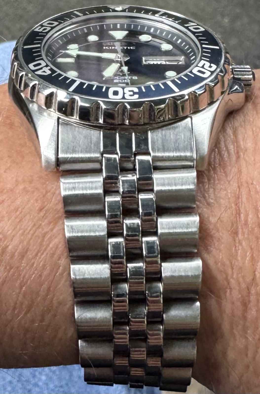 Seiko SKJ031 Kinetic Watch With New Capacitor, 40mm Case Stainless Steel 1990’s