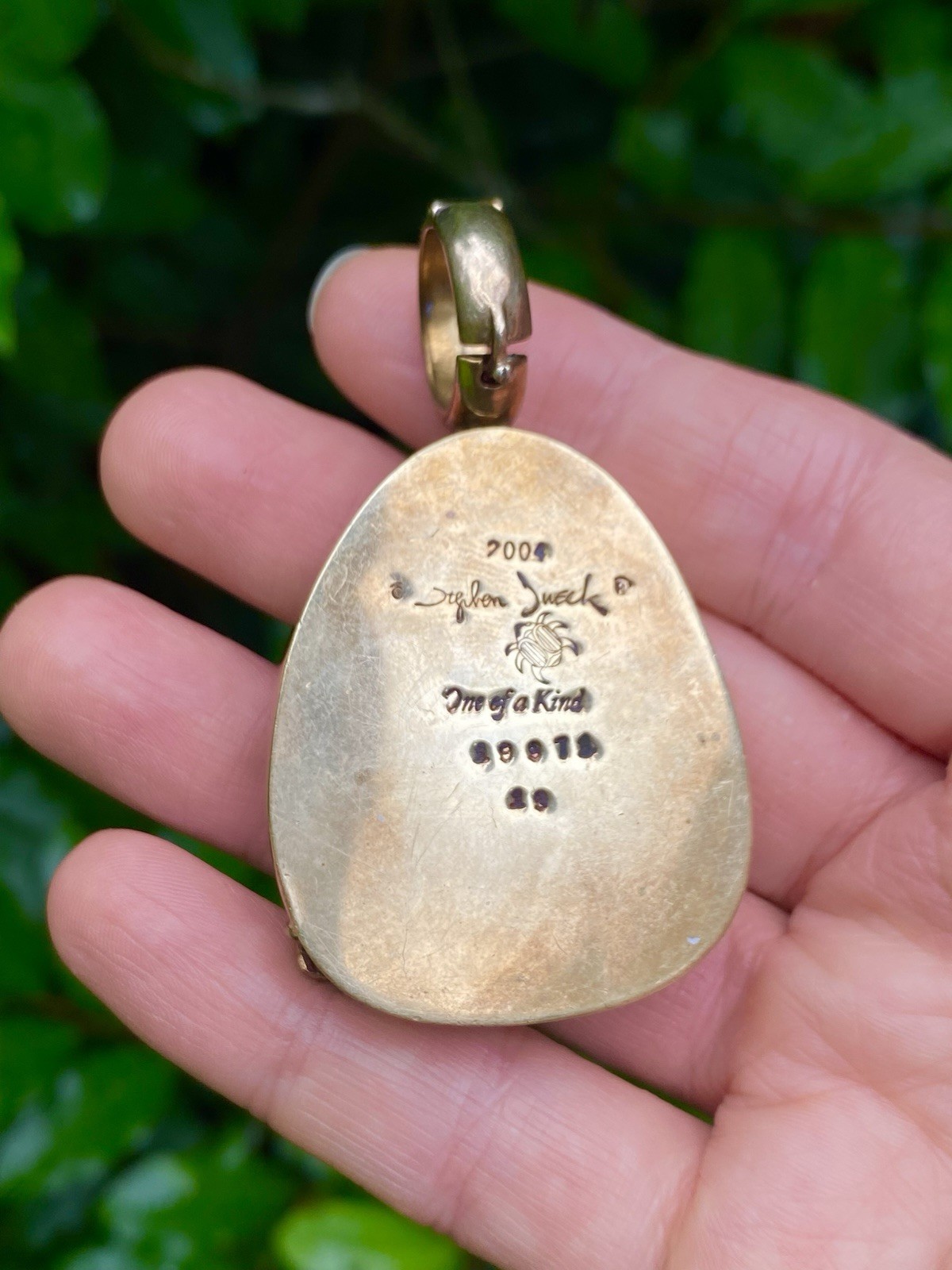 Large Stephen Dweck OOAK One-of-a-Kind bronze Opal pendant with Adam Beetle