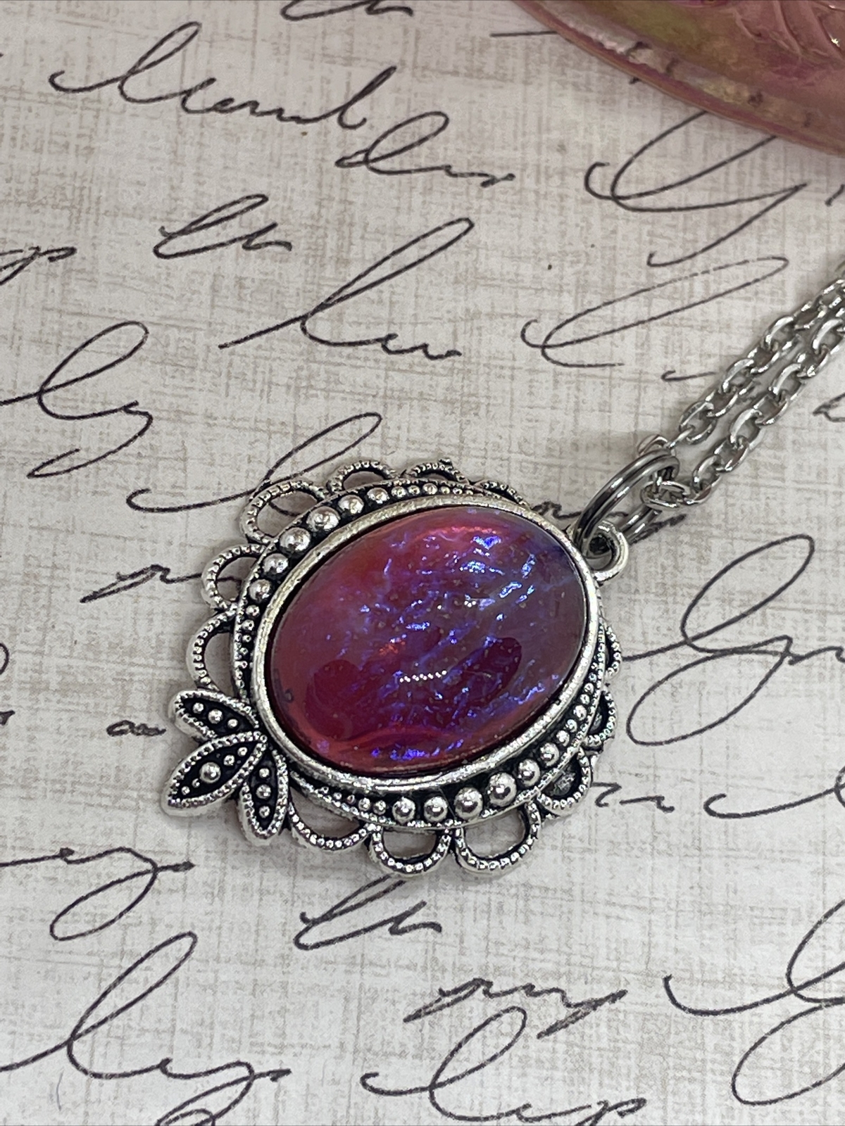 Mexican Fire Opal Dainty Necklace Pendant Anniversary Birthday Gift Mom Daughter