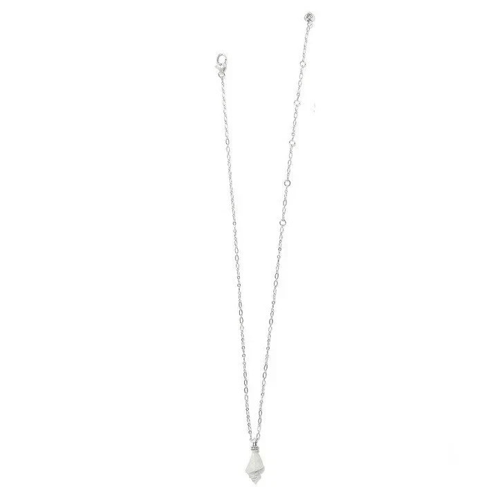 Brighton Beachcomber White Enamel Crystal Shell Pendent Necklace $78-NWT