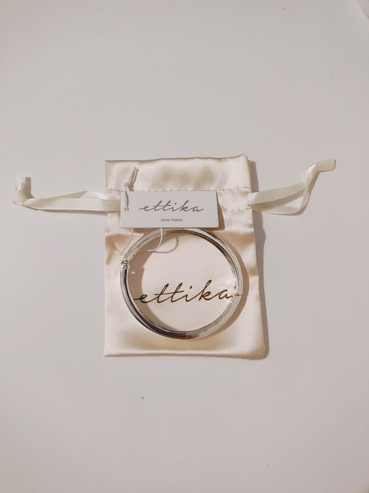Ettika Etched Stacking Bangle Silver Plated Zinc Hinge Closure One Size NWT