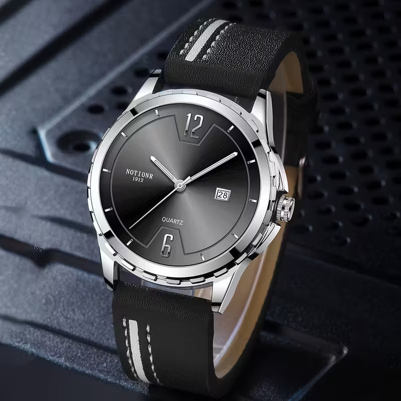 Casual Business Watches Faux Leather Strap Black