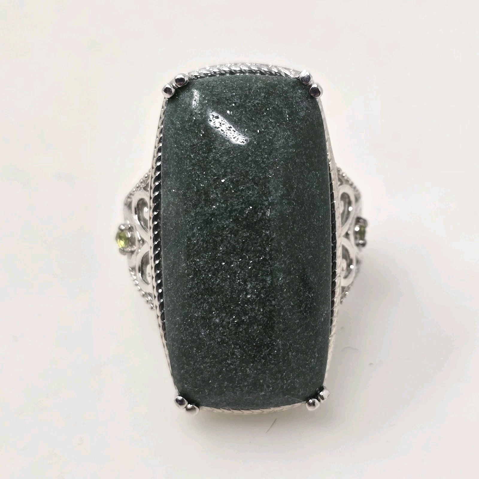 Karis STS Green Goldstone Statement Ring Sz 7 NWOT