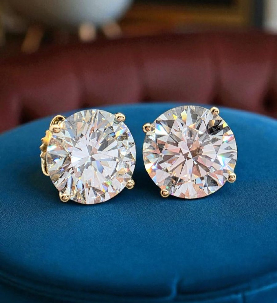 4.00 Ct D VS1 Round Lab Grown Martini Diamond Studs 14k Gold IGI Certified