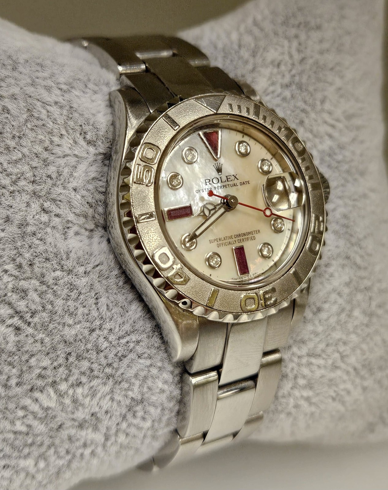 Rolex Yacht Master Lady Stainless Steel Watch Platinum Dial & Bezel 29mm 169622