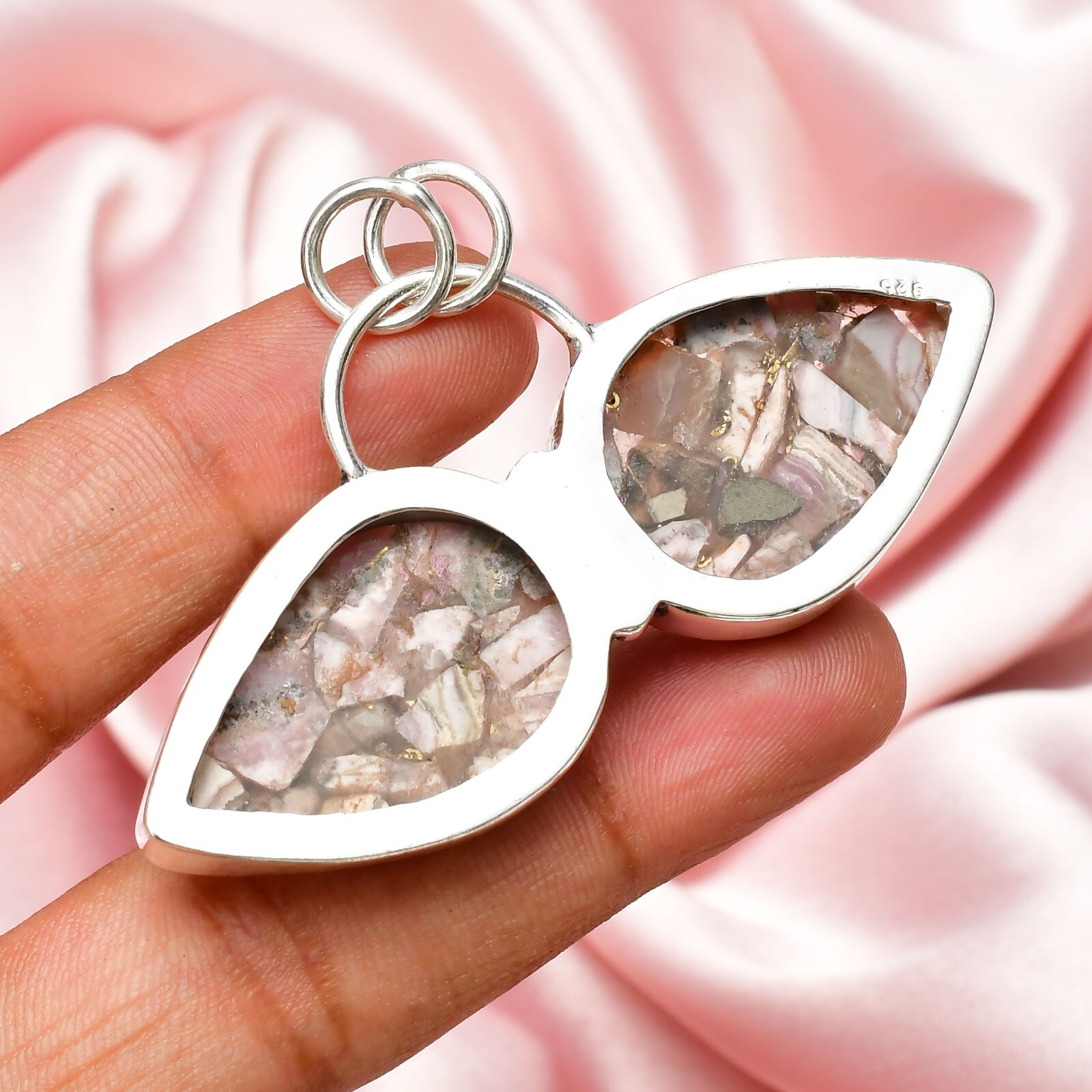 Copper Rhodochrosite Gemstone 925 Sterling Silver Handmade Jewelry Pendant 1.56″