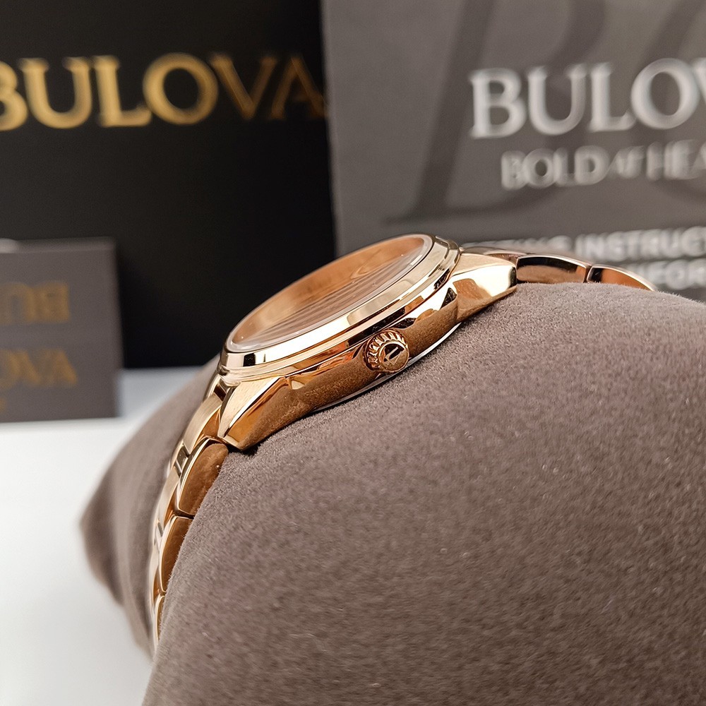 Women’s Bulova Sutton 97P151 Rose Gold Dial Bracelet Stainless Quartz Watch