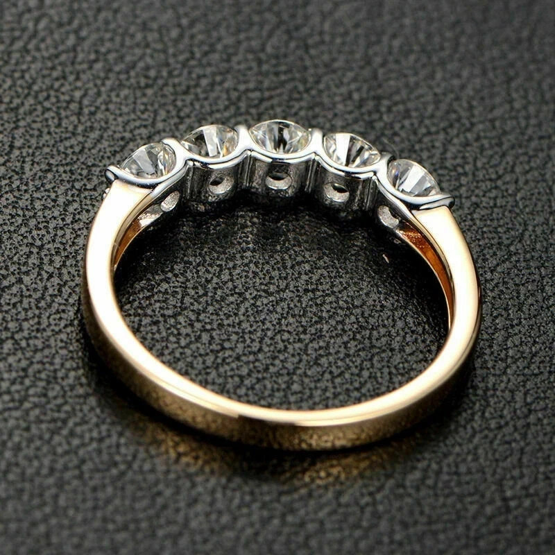 2.00CTW Round Cut Natural Diamond 14K Yellow Gold Eternity Band Engagement Ring