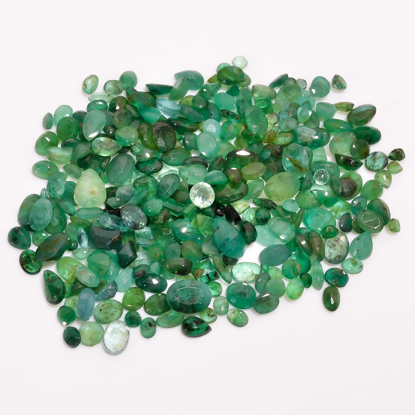 AAA+ 100% Green Emerald Mix Shape Cut Stone Loose Gemstone 80 Ct. Lot 2X2 8X6 mm
