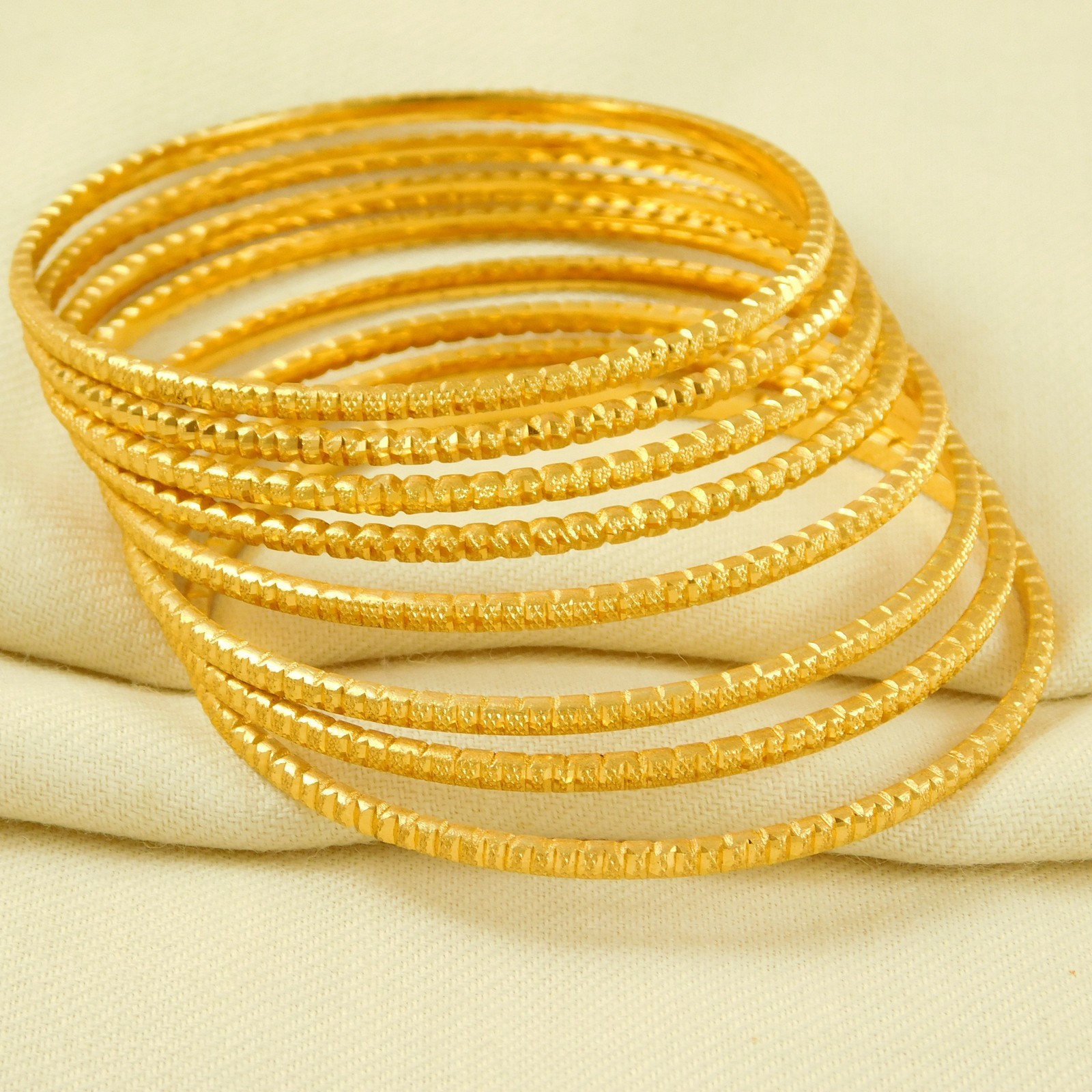 Indian Traditional 22K Gold Plated 8 Pcs Bracelets Women Bangle Ethnic Jewelry