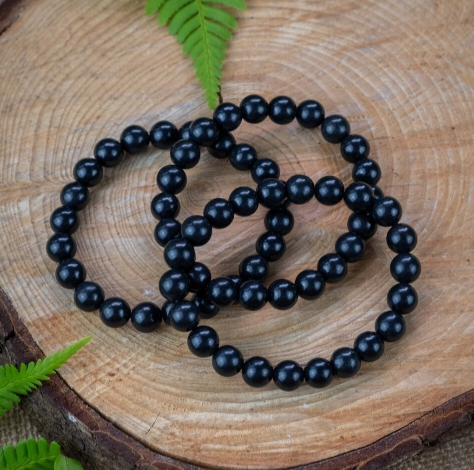 EMF Protection Bracelet – Genuine Shungite 6mm Beads, Unisex Spiritual Defense