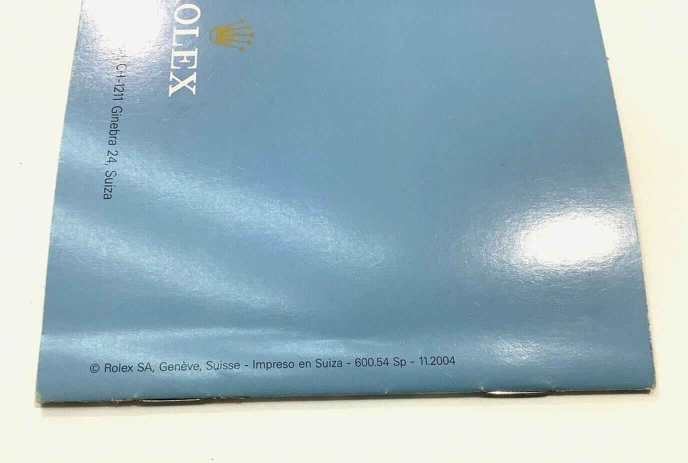 ROLEX YACHT-MASTER Spanish Booklet User Manual for Gold Models Dated 2004 MINT
