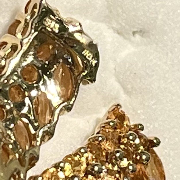 10K Gold Earrings With 40 Total Citrines, Post, 2.22gr, 11/16”L Vintage Estate