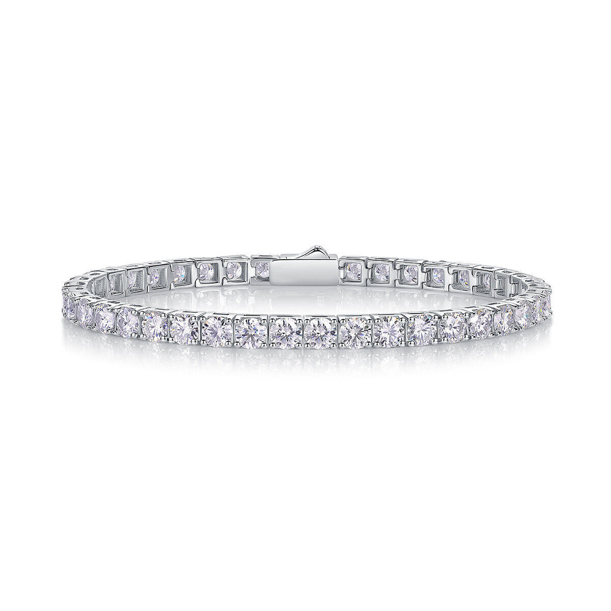 VVS1/D Certified Moissanite Tennis Bracelet – 925 Sterling Silver 3mm – 5mm