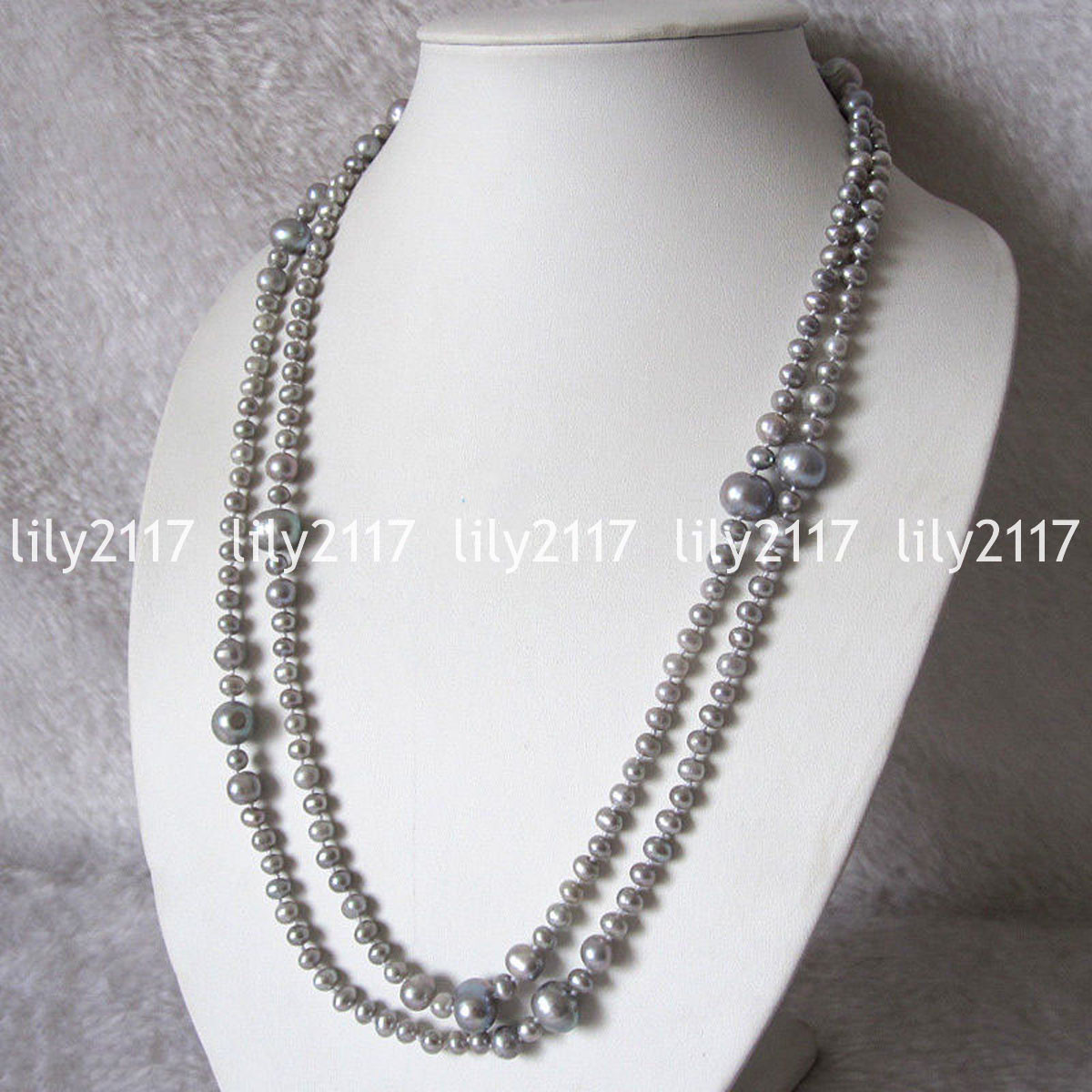 Natural 6-12mm Akoya Gray White Black Freshwater Culture Pearl Necklace 28-100”
