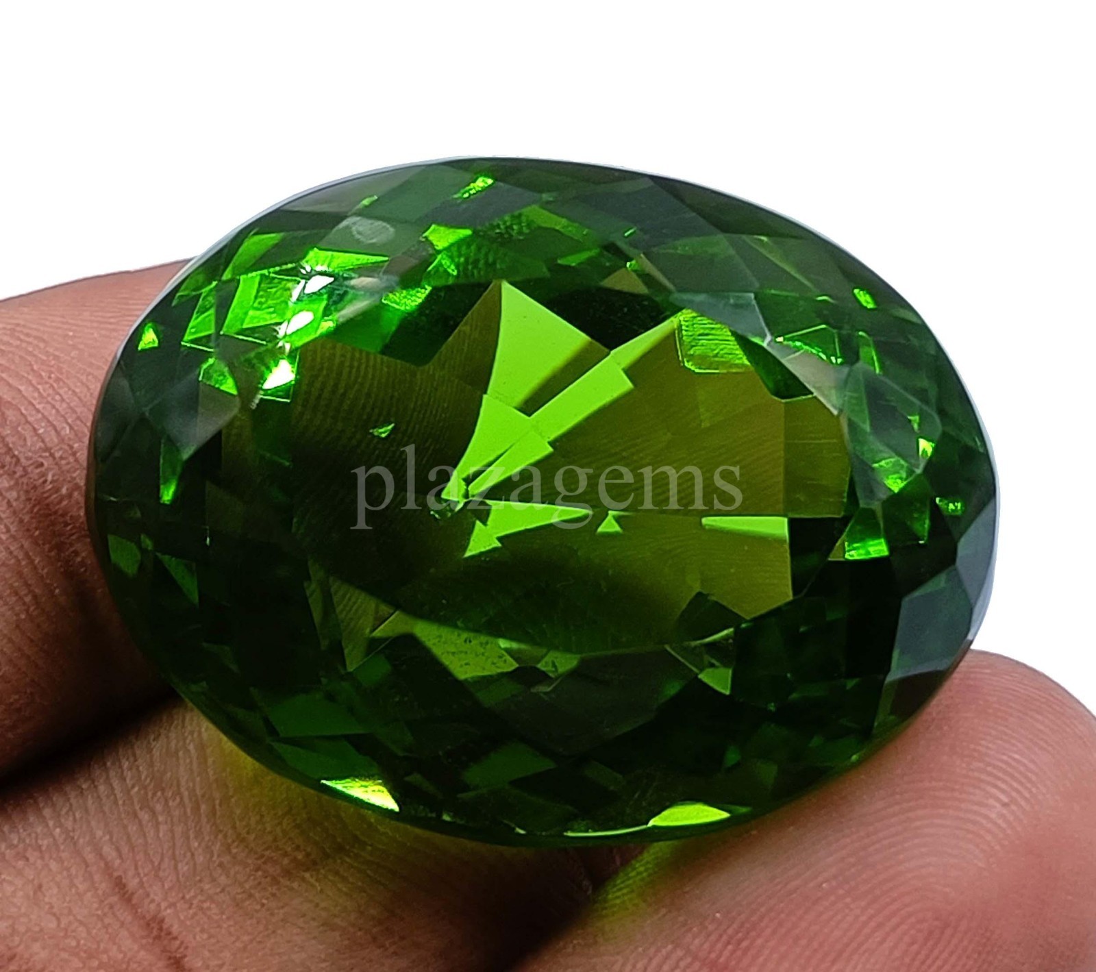 Green Peridot Shiny Oval Cut 101.95 Ct Certified Transparent Loose Gemstone 5ARB