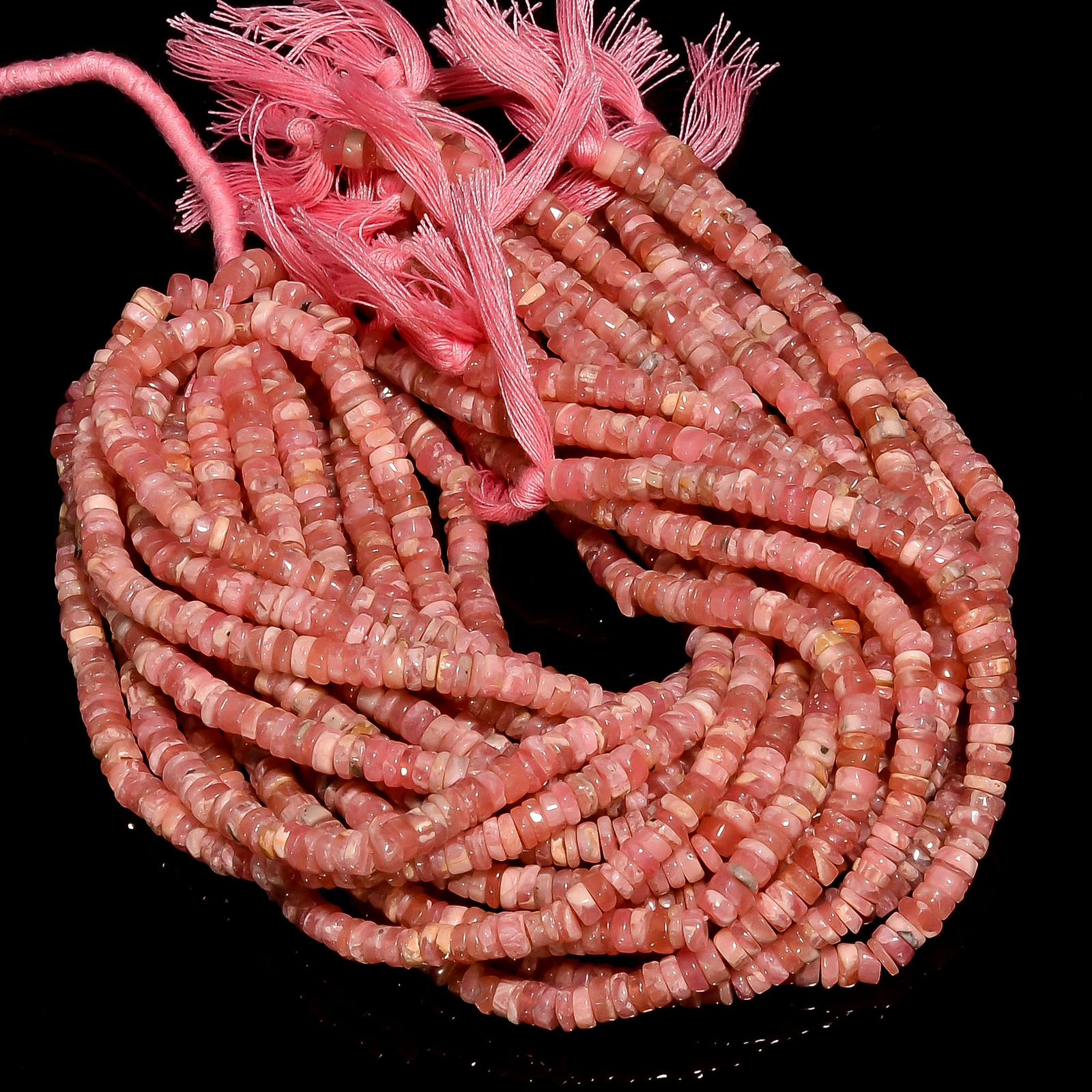Rhodochrosite Gemstone Rondelle Shape Smooth Beads 4X4 5X5 mm Strand 8″ EB-381