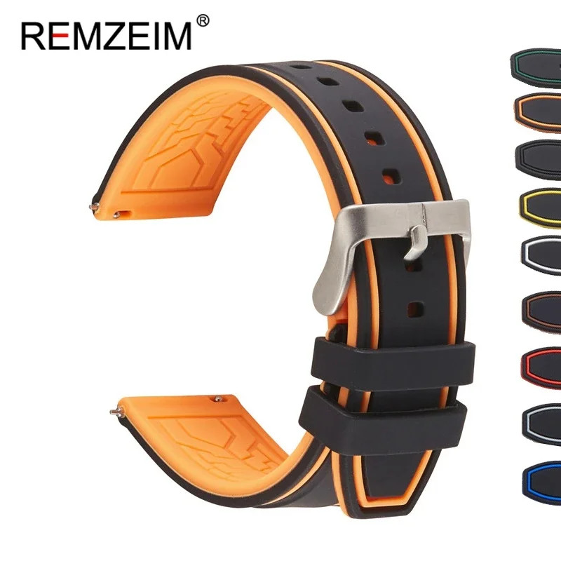 Rubber Silicone Watch Band Strap 20Mm 22Mm 24Mm Women Men Green Red Black Sport