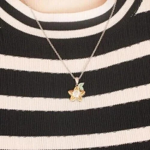 Paopu Fruit Pendant Necklace 1ct Simulated Diamond Two Tone Gold Plated