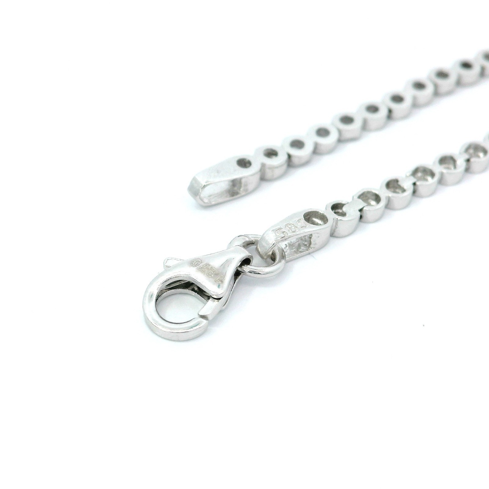 Ladies chain, necklace with zircon, gold necklace White gold 585 14 carats