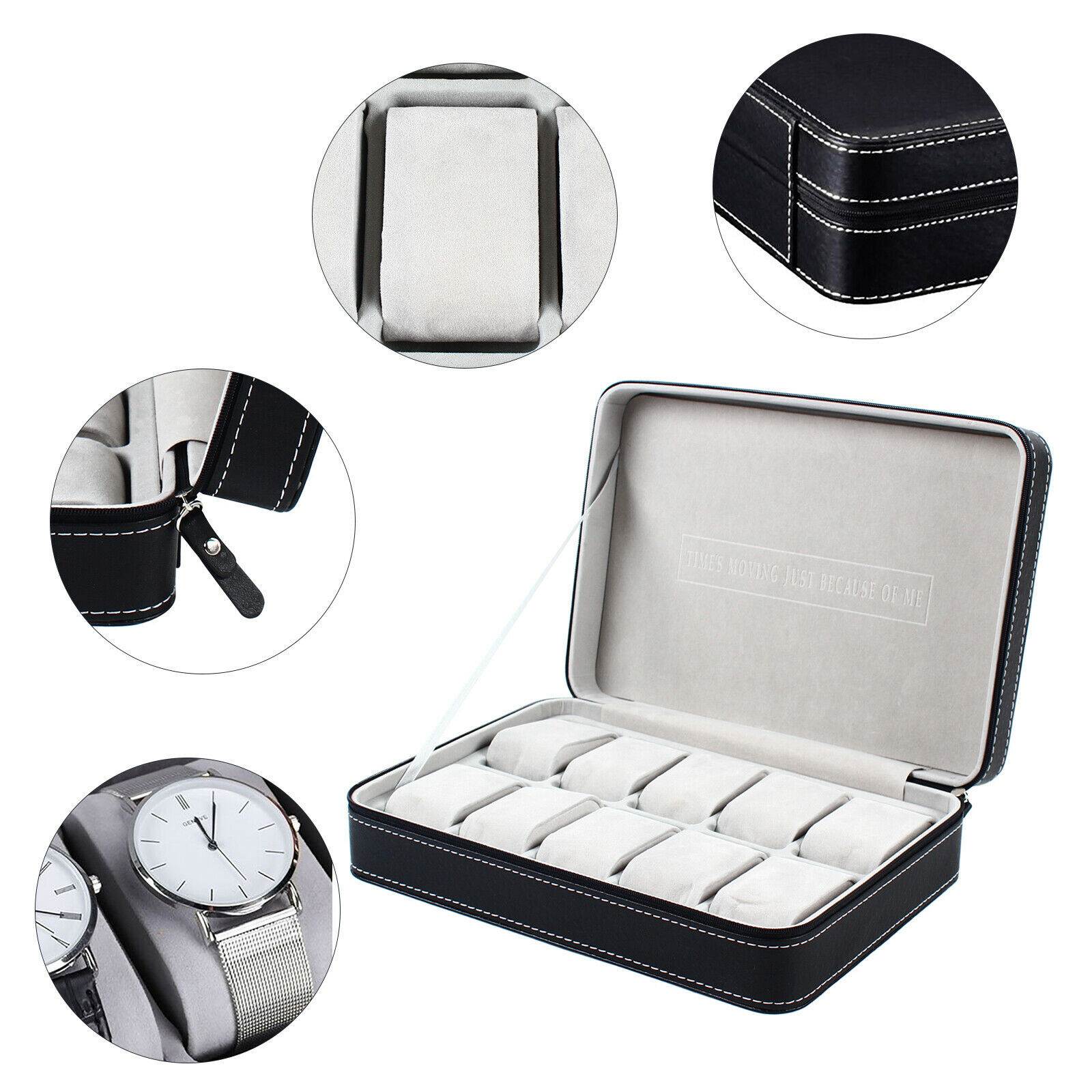 New Multiple Sizes Watch Display Case Storage Box Case | Leather Rounded Corner