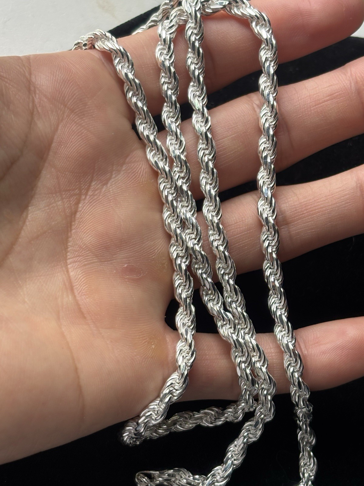 Solid Sterling Silver 5.2mm Rope Chain 24” Inch Heavy 45 Grams