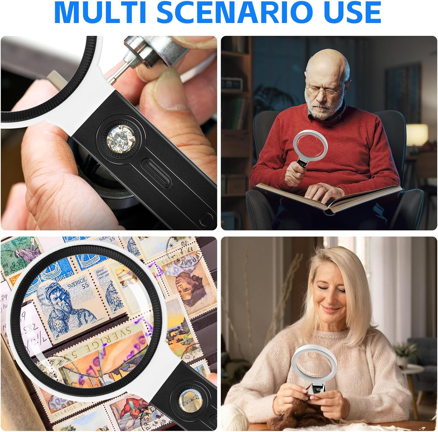 Illuminated Magnifying Glass with Stand and 36 LEDs for Seniors and Crafts