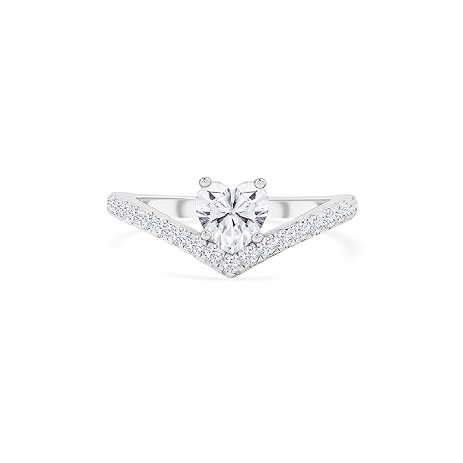 Pretty Promise Engagement Ring Heart Cut Simulated Diamond 14K White Gold Plated