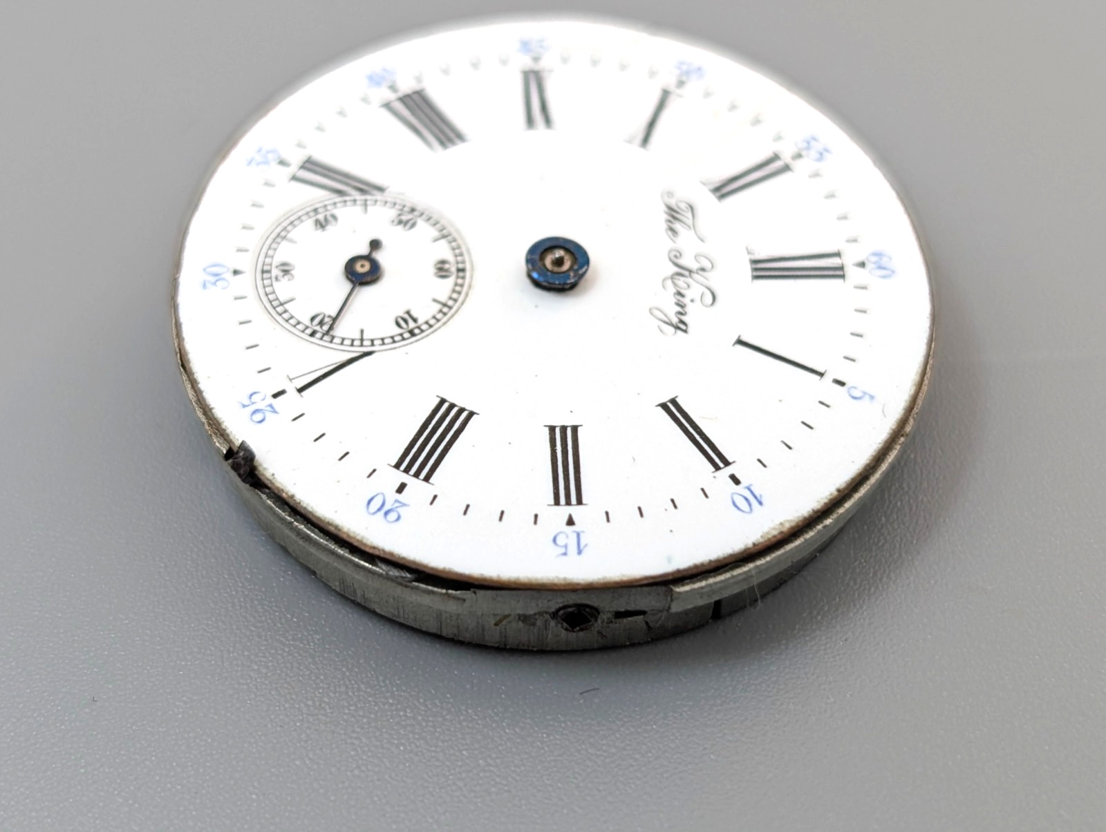 Vintage THE KING 35mm Swiss Made Formal Dress Pocket Watch Movement PARTS REPAIR