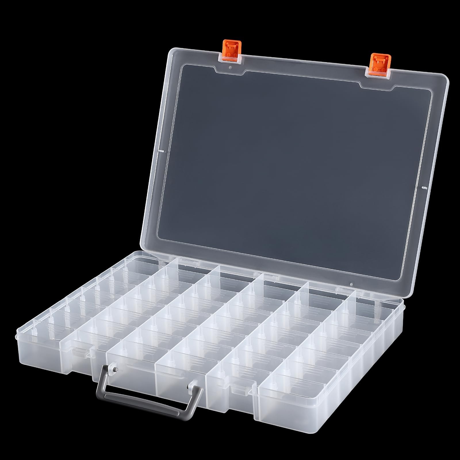 2 Packs Large 48 Grids Clear Plastic Organizer Boxes with Dividers | Adjustab…