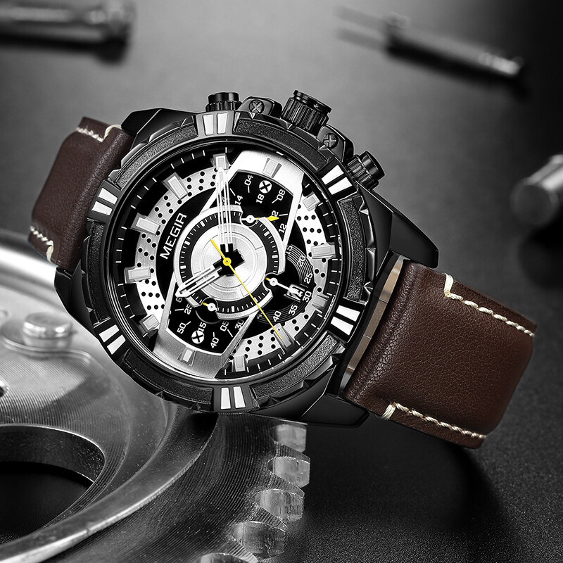 MEGIR Mens Watches Top Brand Luxury Quartz Watch Men Causal Waterproof Chronogra