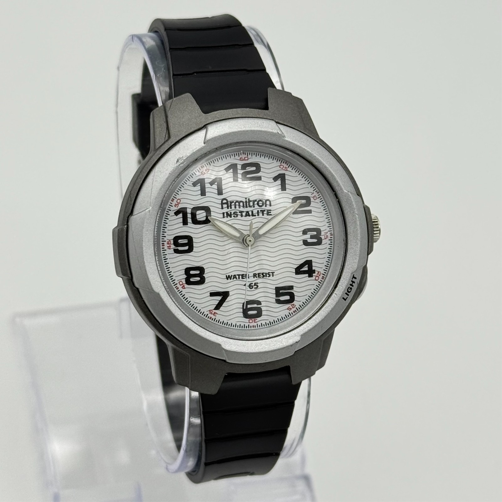 Unisex ARMITRON Instalite Silver/Gray Analog Sport Watch Black Band 39mm 20/4014