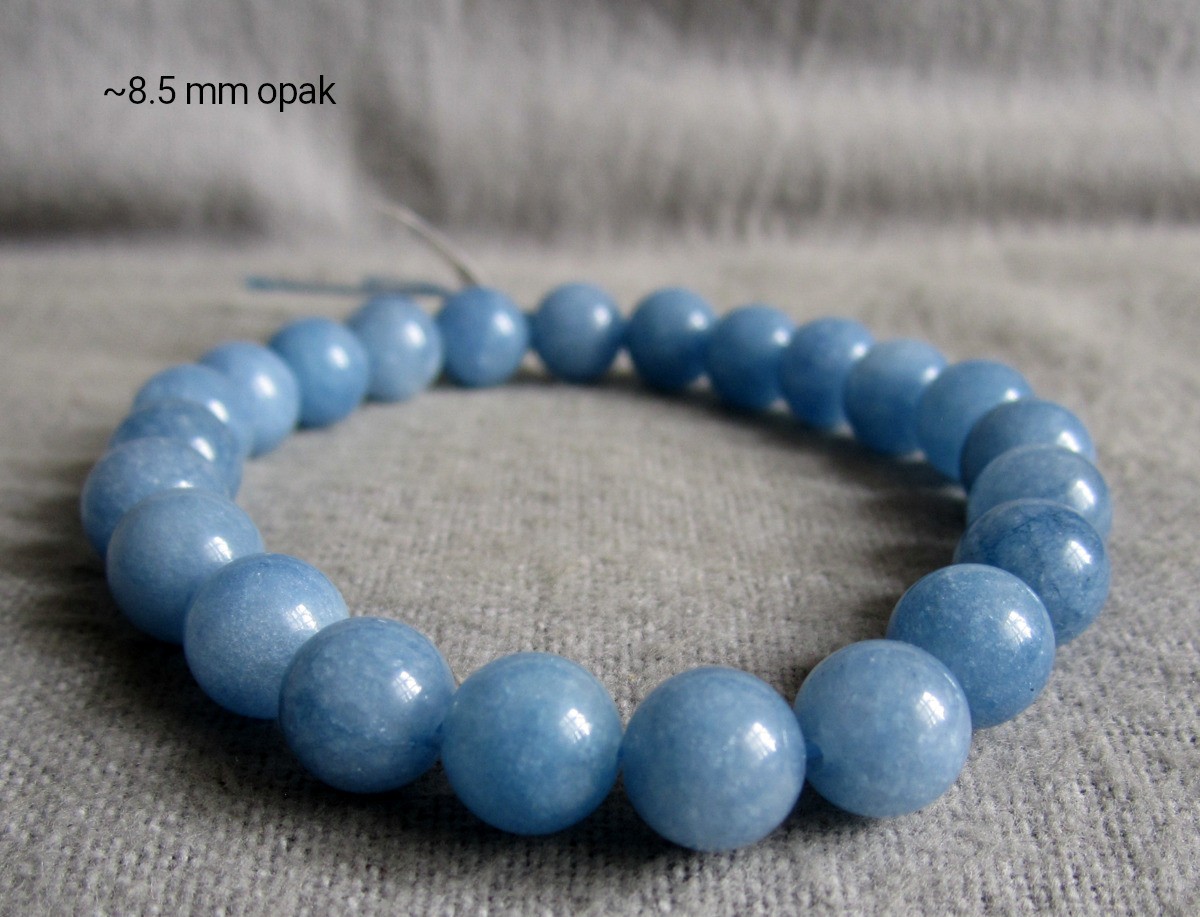 Aquamarine Blue Bracelet – Balls Ø 8.7 mm / 16-23 cm – Elastic